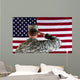 Veteran male solider saluting the flag of USA Wall Mural