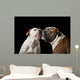 two American Bulldogs, American Bulldog, Dogs plays with the ball Wall Mural