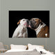 two American Bulldogs, American Bulldog, Dogs plays with the ball Wall Mural