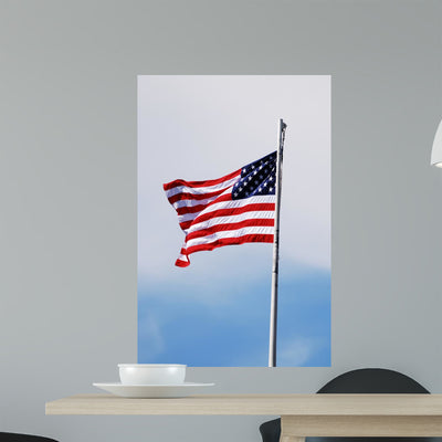 American Flag Wall Mural shown on a wall