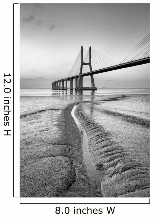Vasco da Gama bridge at black and white, sunrise Lisbon Wall Mural