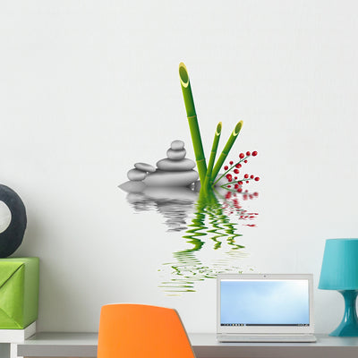 Bamboo Reflection Wall Decal shown on a wall