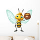 cute Bee cartoon character with honey pot Wall Decal