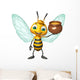 cute Bee cartoon character with honey pot Wall Decal