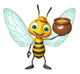 cute Bee cartoon character with honey pot Wall Decal