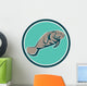 Manatee Sea Cow Circle Retro Wall Decal