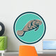 Manatee Sea Cow Circle Retro Wall Decal