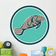 Manatee Sea Cow Circle Retro Wall Decal