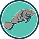 Manatee Sea Cow Circle Retro Wall Decal