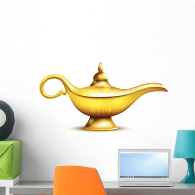Aladdin Magic Genie Lamp Wall Decal shown on a wall