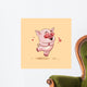 isolated Emoji character cartoon Pig in love flying with hearts sticker emoticon Wall Mural