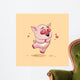isolated Emoji character cartoon Pig in love flying with hearts sticker emoticon Wall Mural