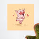 isolated Emoji character cartoon Pig in love flying with hearts sticker emoticon Wall Mural