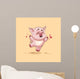 isolated Emoji character cartoon Pig jumping for joy, happy sticker emoticon Wall Mural