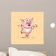 isolated Emoji character cartoon Pig jumping for joy, happy sticker emoticon Wall Mural