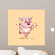 isolated Emoji character cartoon Pig jumping for joy, happy sticker emoticon Wall Mural