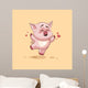 isolated Emoji character cartoon Pig jumping for joy, happy sticker emoticon Wall Mural