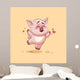 isolated Emoji character cartoon Pig jumping for joy, happy sticker emoticon Wall Mural