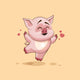isolated Emoji character cartoon Pig jumping for joy, happy sticker emoticon Wall Mural