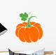 Pumpkin with leaf. Abstract vegetable on white background Wall Decal