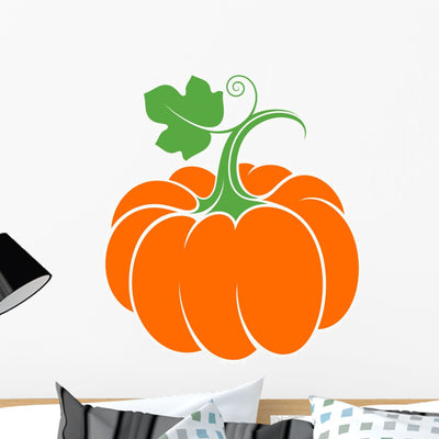 Simple Abstract Pumpkin Wall Decal shown on a wall