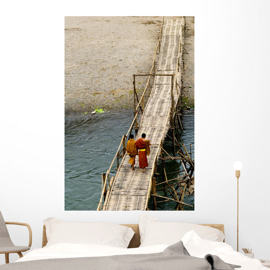 Young Monks on a Bridge Wall Mural
