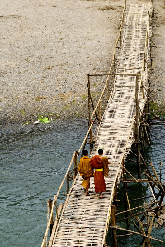 Young Monks on a Bridge Wall Mural