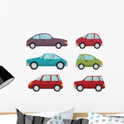 Classic Cars Design Wall Decal Sticker Set shown on a wall