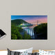 Hudson River valley with Bear Mountain bridge illuminated by night, in New York state Wall Mural