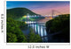 Hudson River valley with Bear Mountain bridge illuminated by night, in New York state Wall Mural