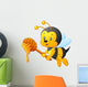 Cartoon bee holding honey Wall Decal