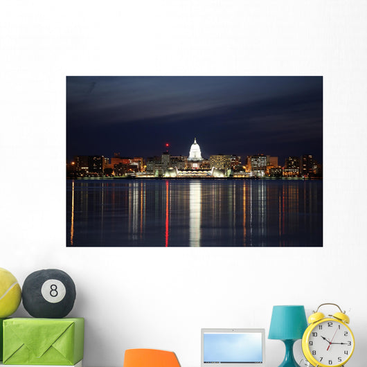 Skyline of Madison Wisconsin at night Wall Mural