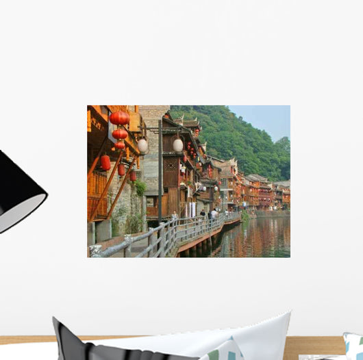 Dorf Am Fluss Wall Decal