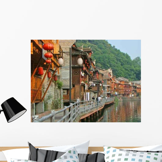 Dorf Am Fluss Wall Decal