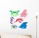 Cartoon Marine Life Wall Decal Sticker Set