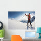 Skier Reaches His Arms up Wall Mural
