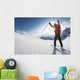 Skier Reaches His Arms up Wall Mural
