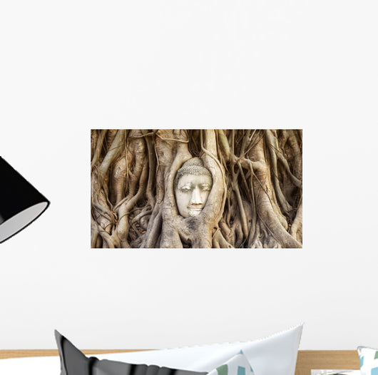 Buddha Head Tree Roots Wall Decal