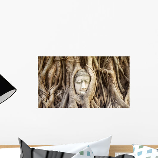 Buddha Head Tree Roots Wall Decal
