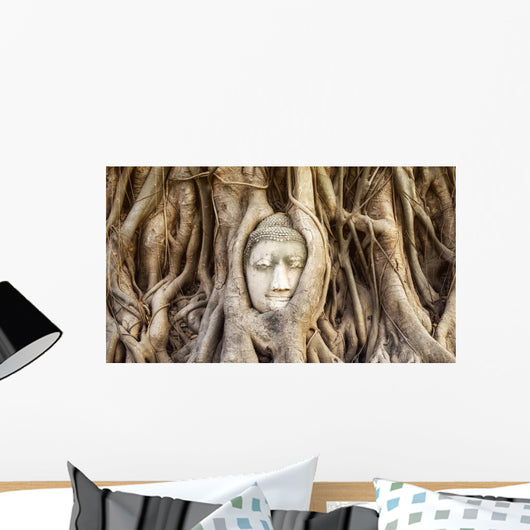 Buddha Head Tree Roots Wall Decal