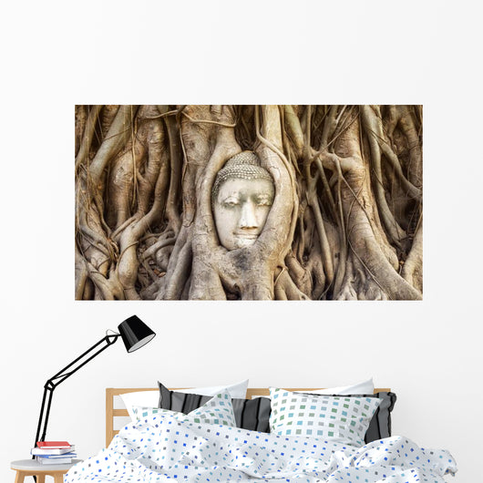 Buddha Head Tree Roots Wall Decal