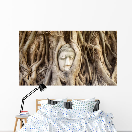 Buddha Head Tree Roots Wall Decal