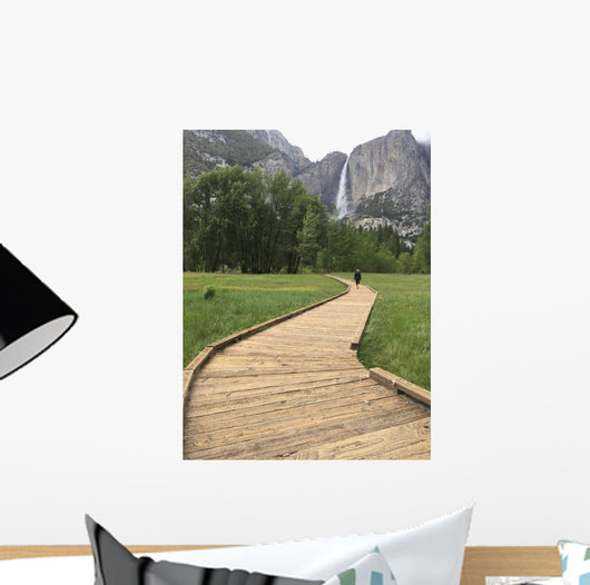 Woman Wooden Walkway Hiking Wall Mural
