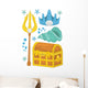 King Neptune Mermaid Accessories Wall Decal Sticker Set
