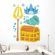 King Neptune Mermaid Accessories Wall Decal Sticker Set