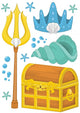 King Neptune Mermaid Accessories Wall Decal Sticker Set