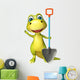 fun Dinosaur cartoon character with digging shovel Wall Decal