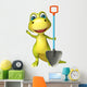 fun Dinosaur cartoon character with digging shovel Wall Decal