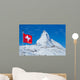 Famous Matterhorn with flag of switzerland Wall Mural