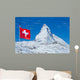 Famous Matterhorn with flag of switzerland Wall Mural